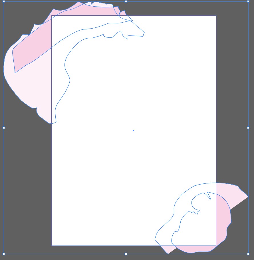 läiskät ja suorakulmio valittuina leikkaavan maskin tekemiseksi